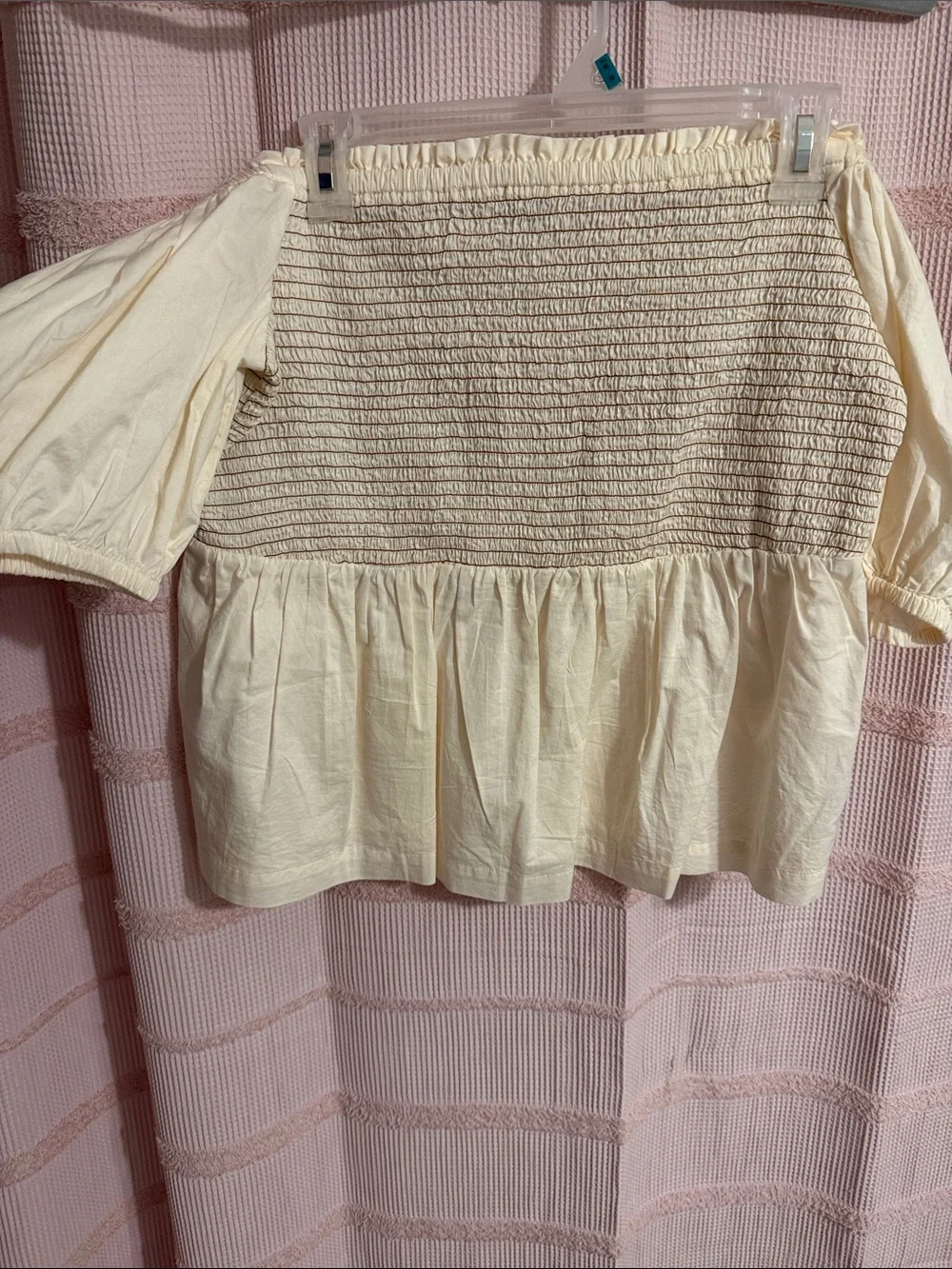 FINAL SALE 8/21!!!!! Old Navy Cream Smocked Off-Shoulder Peplum Top